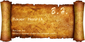 Bauer Henrik névjegykártya